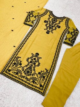 Designer Party Wear Top Bottom With Dupatta With Heavy Embroidery Work