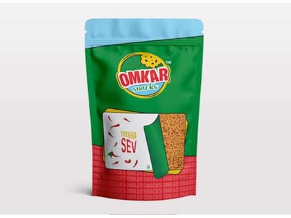 Omkar Snacks | Teekha Sev  200 gms I Pack of 1 I Healthy Traditional Snacks | 50% Less Oil | No Added Preservatives | Spicy - Crunchy - Chatpata - Savoury - Namkeen I