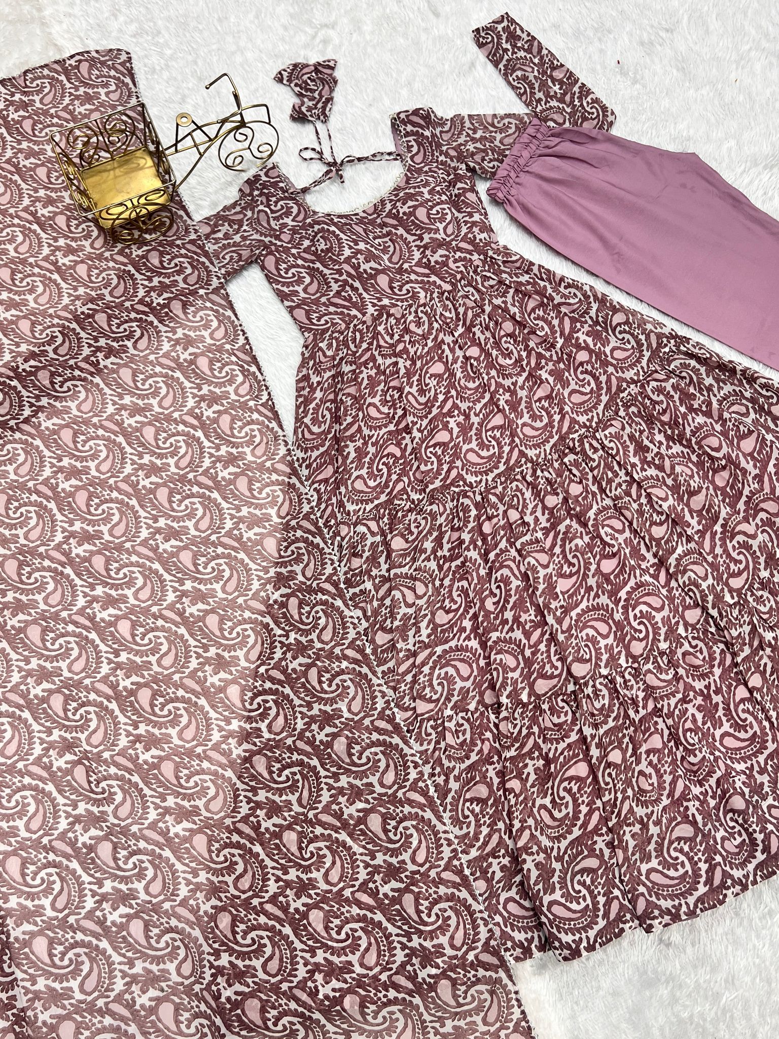 Party Wear Beautiful Anarkali Gown Pent And Dupatta