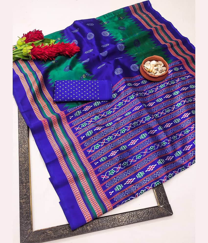 Kanooda Prints Art Silk Printed Saree With Unstitched Blouse Piece ( Purple )