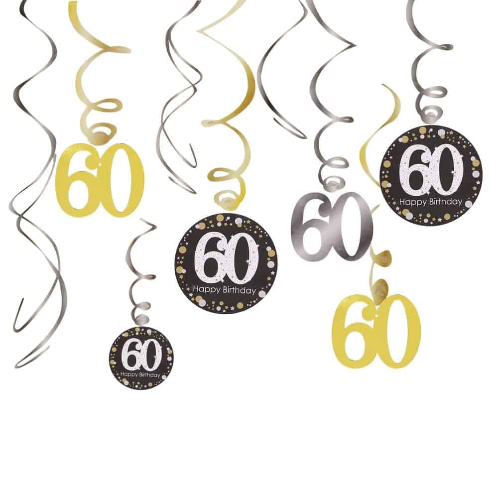 60th Birthday Swirl Decorarion - 12PC - Party and Festive Needs | Buy online on ZillyBuy