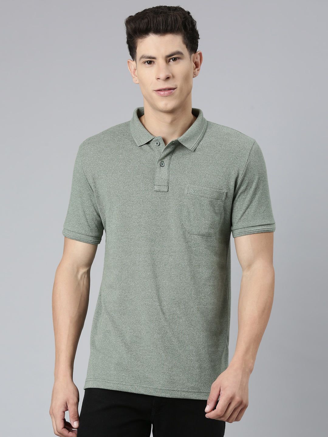 Classic Polo Mens Solid Olive Polo Neck Slim Fit T-Shirt | TOY-PROTEN-OLIVE SF P