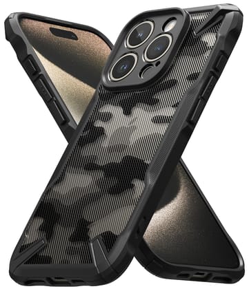 (Refurbished) Ringke iPhone 15 Pro Max Back Cover case Fusion-X - Camo Black