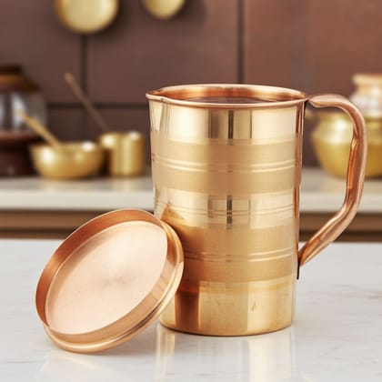 Pure Copper Water Jug – 1.3 Liter | Healthy Drinkware for Home, Height : 8 Inch (ZMAS189 D)