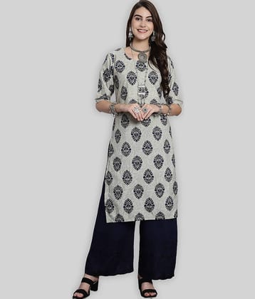7Threads Crepe Printed Straight Women's Kurti - White ( Pack of 1 )