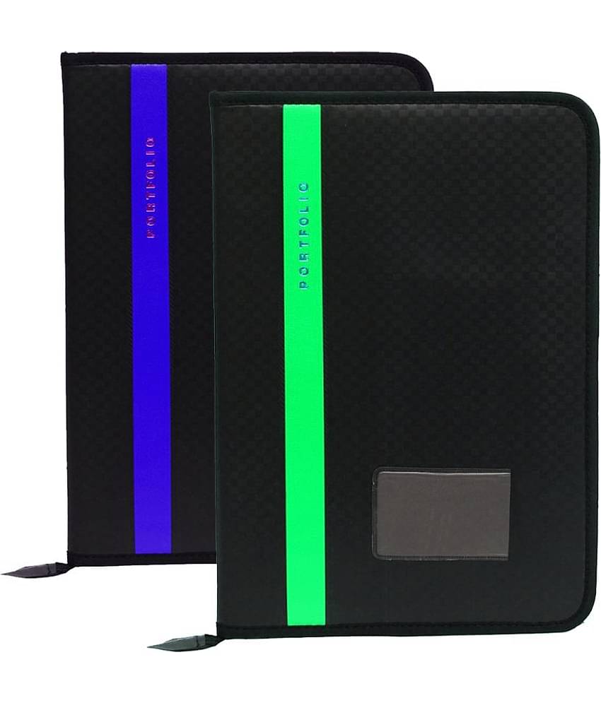 KOPILA PORTFOLIO File Folder,Faux Leather  Professional Look, 20 leafs,Certificate, Documents Holder FS/A4 Size (Set Of 2, Blue & Green)