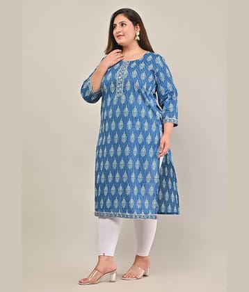 Swasti Cotton Printed Straight Women's Kurti - Blue ( Pack of 1 )