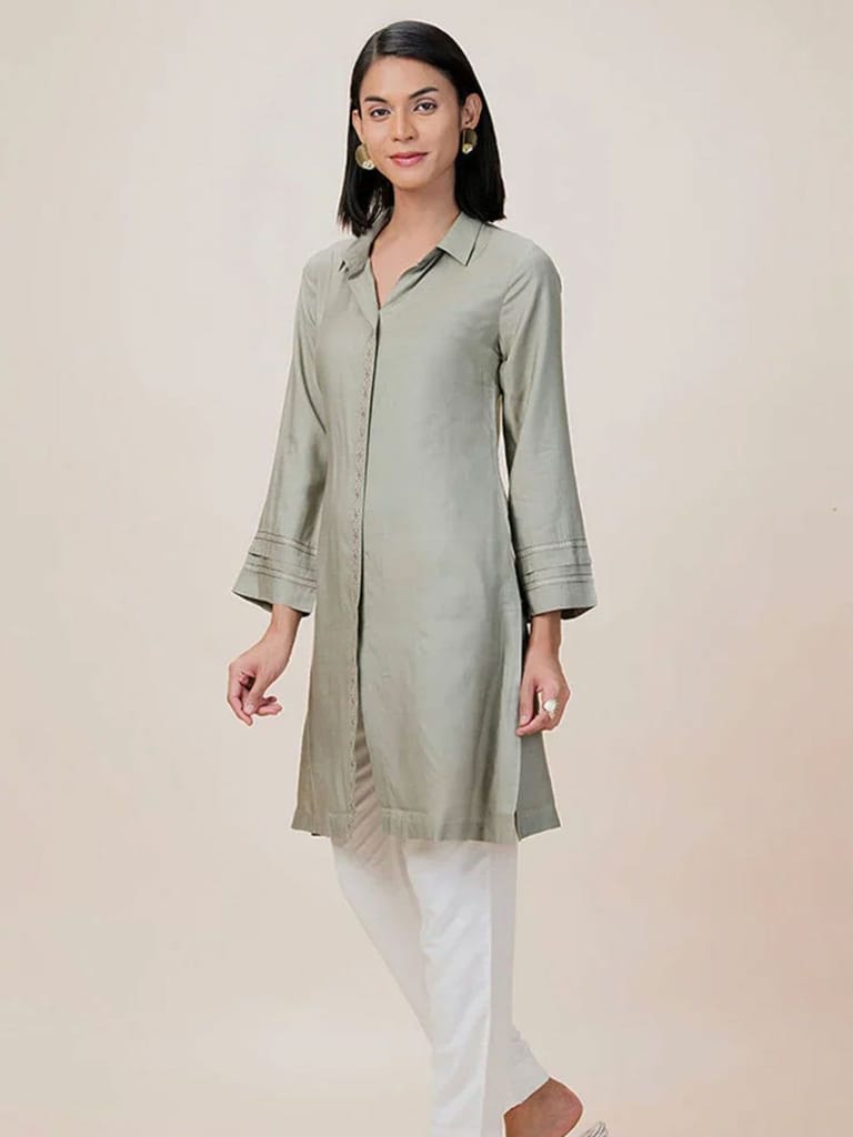English Shirt Style Kurta Set