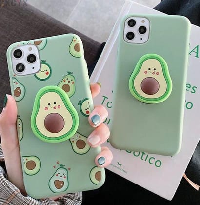 Avocado Phone Holder Custom Slim Soft Cases-Left Design / With Pop Socket