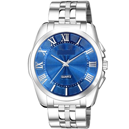 Blue 3D Roman Stainless Steel Analog Watch for Men LR126