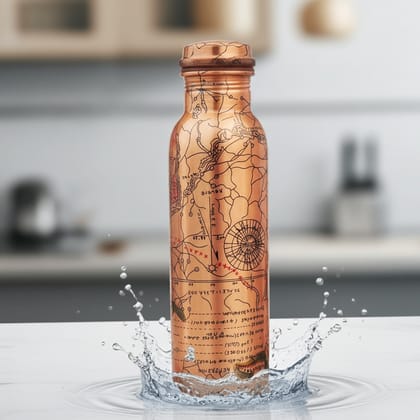 Copper Water Bottle Set with 2 Glasses | 900 ML Ayurvedic Gift Set , Height : 11 Inch (BCMAS143 D)
