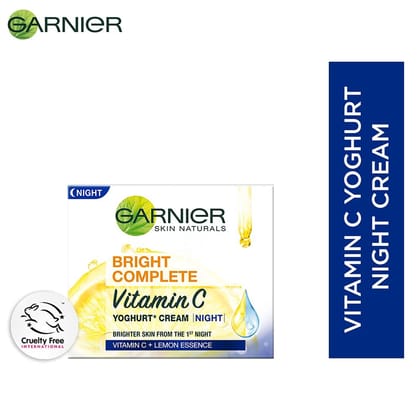 Garnier Skin Naturals, Night Cream, Anti-Dark Spots & Brightening, Bright Complete Vitamin C Yoghurt, 18 G