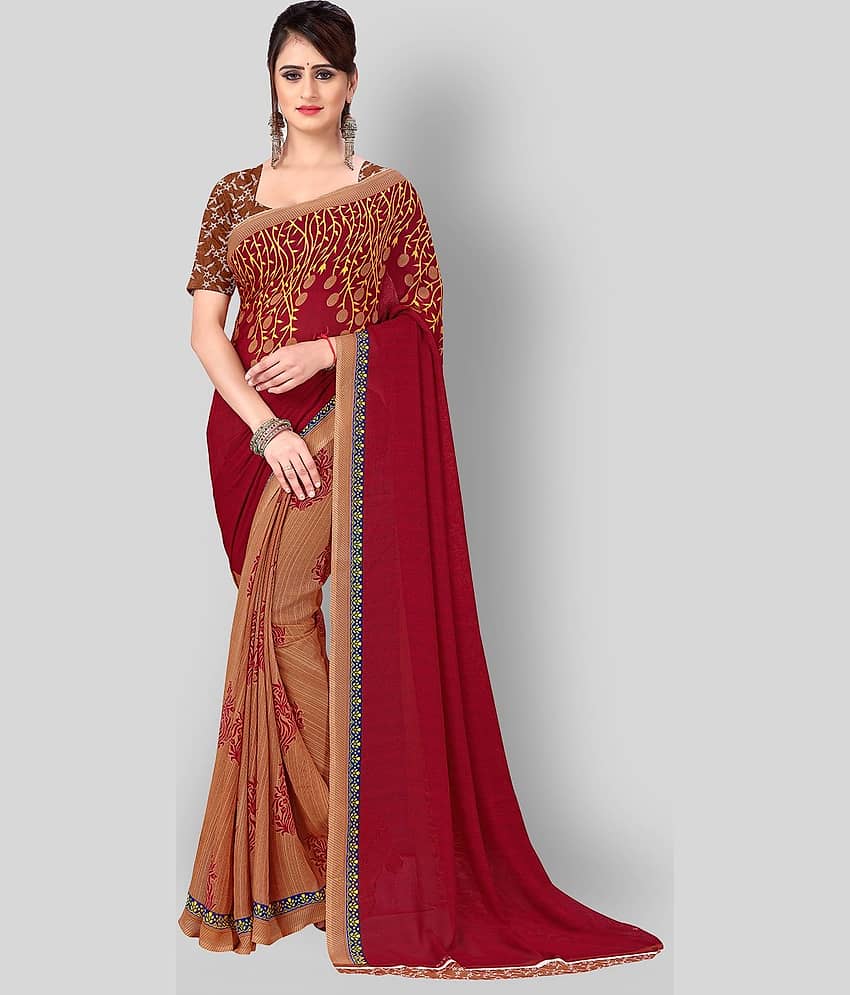 ANAND SAREES Georgette Printed Saree With Unstitched Blouse Piece ( Multicolor )