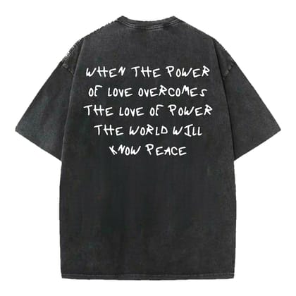Power Of Love Designed Oversized Tee-XS / Vintage Black