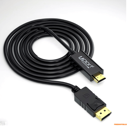 UPORT 1.8 Meter DisplayPort to HDMI Cable, 4K@30HZ Uni-Directional DP to HDMI Audio/Video Display Cable, Support Multi-Screen - BlackHigh-quality display connectivity