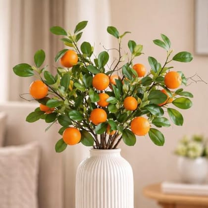 Artificial Flower Orange Plant Stick, Elevate Your Décor with Orange Branches Lifelike Tree Plants for Vase