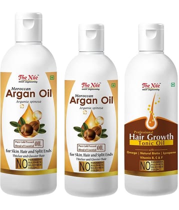 The Nile Argan Oil 150 ML + Argan Oil 100 ML +  Hair Tonic 100 Ml 350 mL Pack of 3
