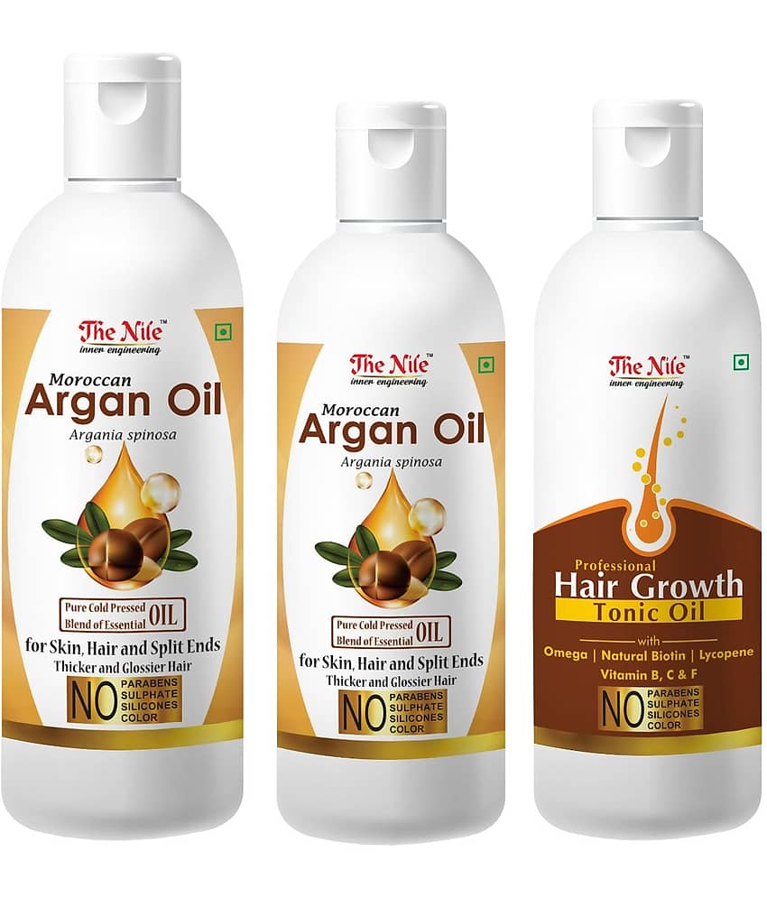 The Nile Argan Oil 150 ML + Argan Oil 100 ML +  Hair Tonic 100 Ml 350 mL Pack of 3