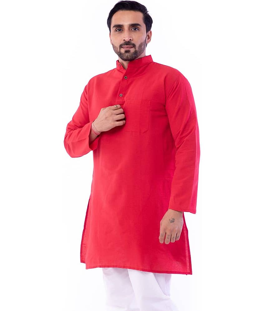 DESHBANDHU DBK - Red Cotton Blend Men's Regular Kurta ( Pack of 1 )
