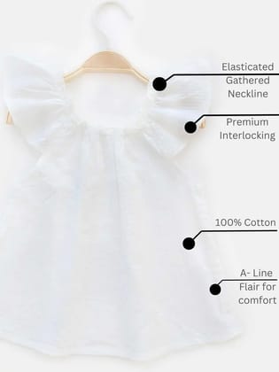 White Tulip Pure Cotton Jabla For Baby Girl  - Halemons-0-3 months