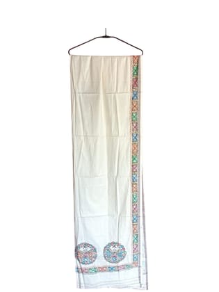 Exquisite Bhagapuri Silk Dupatta with Handmade Madhubani Painting, Vibrant Colors and Geometric Floral Motifs, Ideal for Weddings and Cultural Events, Soft and Lightweight Silk Accessory