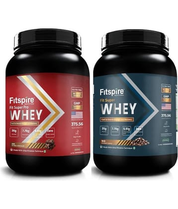 Fitspire SUPER PRO + SUPER WHEY PROTEIN Whey Protein Powder ( 2 kg , Chocolate - Flavour )