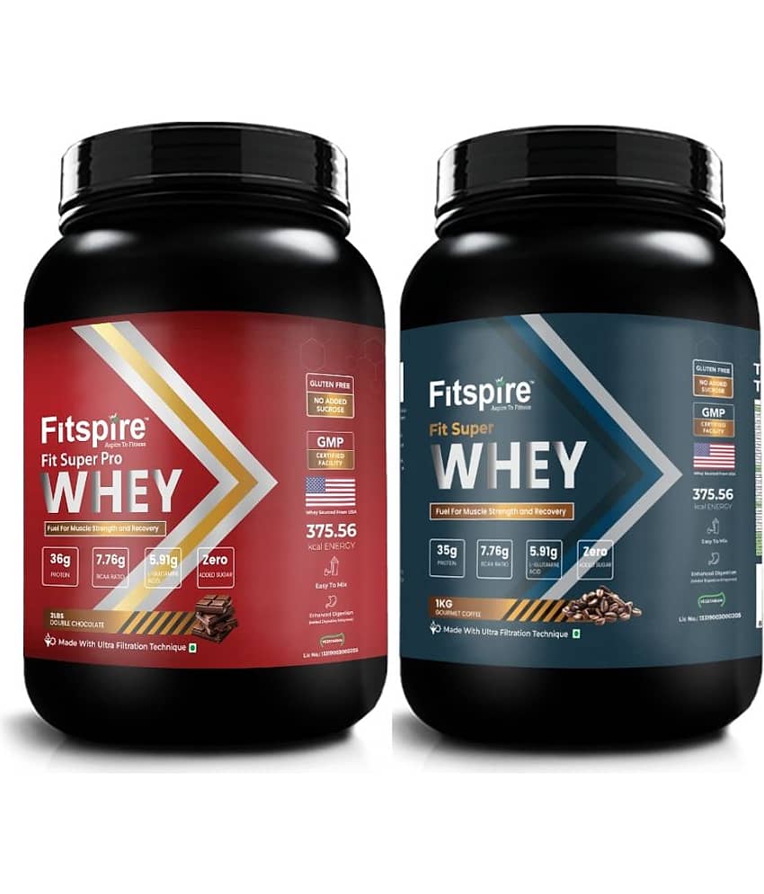 Fitspire SUPER PRO + SUPER WHEY PROTEIN Whey Protein Powder ( 2 kg , Chocolate - Flavour )