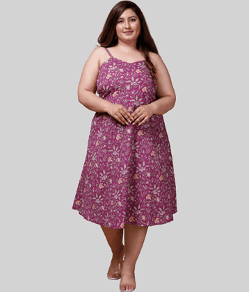 miravan - Purple Cotton Women's Fit & Flare Dress ( Pack of 1 )