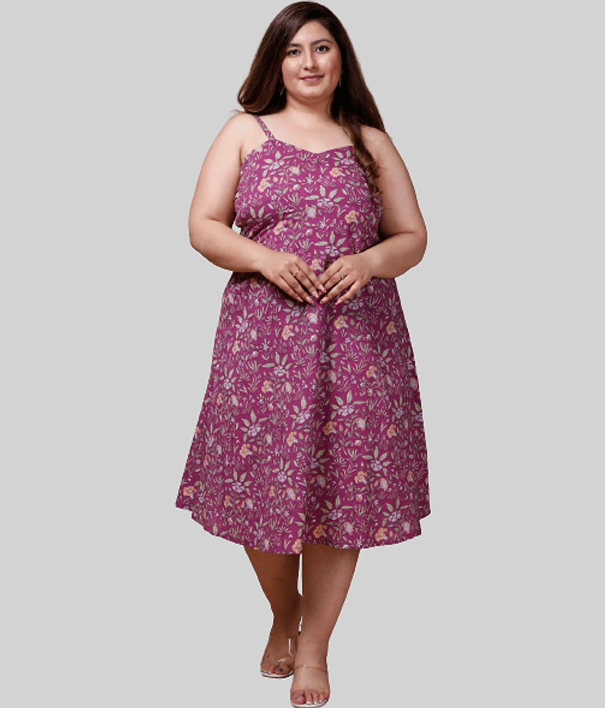 miravan - Purple Cotton Women's Fit & Flare Dress ( Pack of 1 )