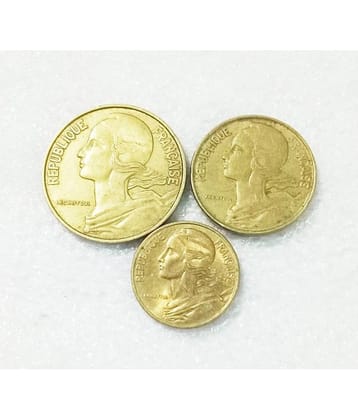 RARE COMBINATION OF SAME COUNTRY FRANCE 3 DIFFERENT DENOMINATION,,20 CENTS,,10 CENTS,,5 CENTS COIN IN GOOD CONDITION