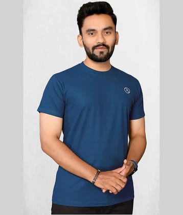 Kashvi Men Polyester Regular Fit Solid T-Shirt ( Blue )