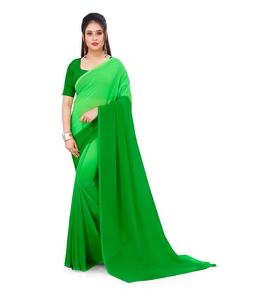 Women's Georgette Printed Saree with Unstitched Blouse (Green, 5-6 Mtrs)