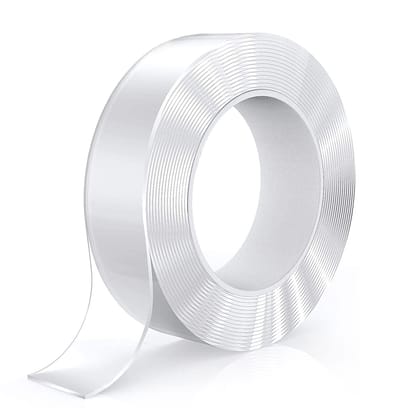 Double Sided Tape, Multipurpose Super Sticky Gel Grip Mounting Tape, 2mm Thick, 1.2 Inch Wide, Transparent (5 mtrs)