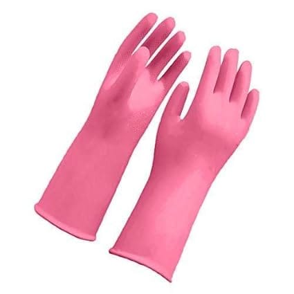 Aabha Reusable Rubber Hand Gloves for Washing/Cleaning Kitchen and Garden- Pair of 12 (Pink)