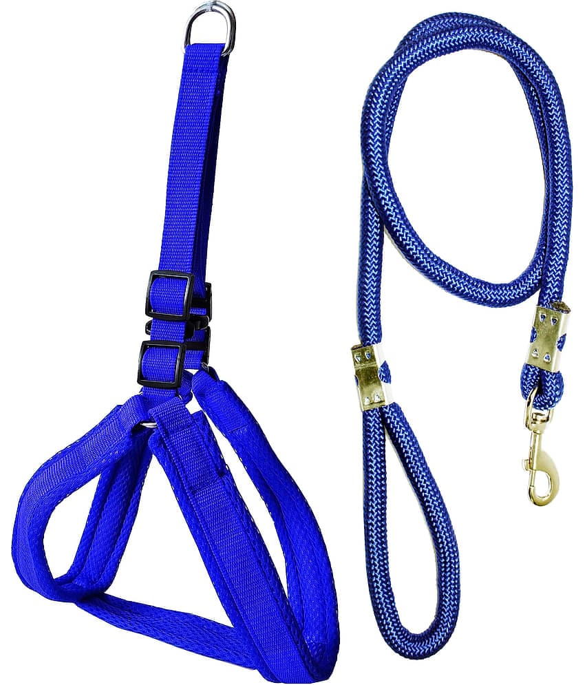 Petshop7 Mesh Padded Nylon Dog Harness & Dog Leash Rope - Large (Chest Size - 27-39inch)