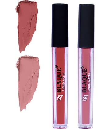 bq BLAQUE Matte Liquid Lipstick Combo Set of 2 Pcs 4ml each, Long Lasting & Waterproof - Brown & Light Nude Brown