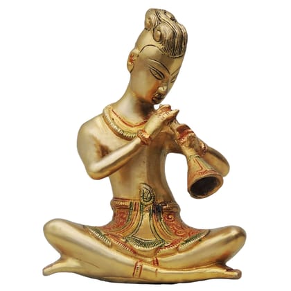 Brass Showpiece Rajasthani Bigul Statue, Height : 8.5 Inch (BSMAS479 A)