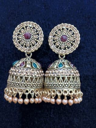 MRS RIGHT ALLOY MULTICOLOR JHUMKA EARRING FOR WOMEN AND GIRLS