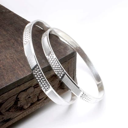 Indian Real Sterling Silver Women Bangles Bracelet (Kangan)- Pair-5.4 CM (2.12 Inch) 2.2