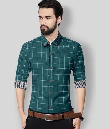 P&V - Green Cotton Blend Regular Fit Men's Formal Shirt ( Pack of 1 )