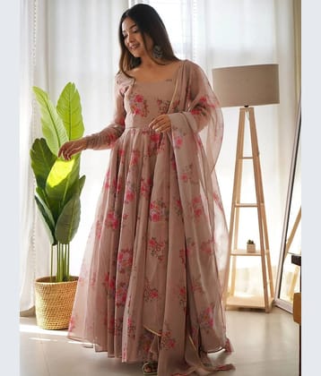 kedar fab Beige Anarkali Georgette Women's Stitched Ethnic Gown ( Pack of 1 )