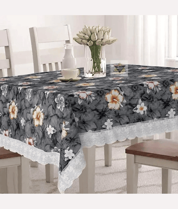 Crosmo Printed PVC 4 Seater Rectangle Table Cover ( 152 x 102 ) cm Pack of 1 Gray