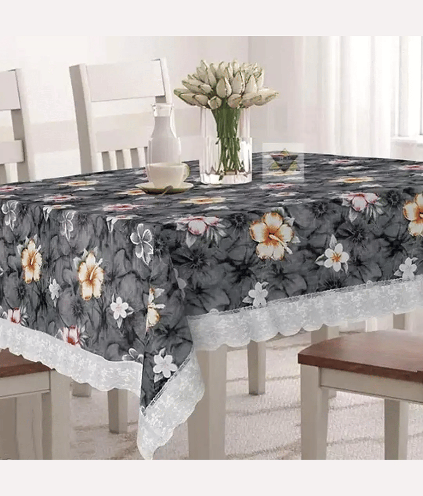 Crosmo Printed PVC 4 Seater Rectangle Table Cover ( 152 x 102 ) cm Pack of 1 Gray