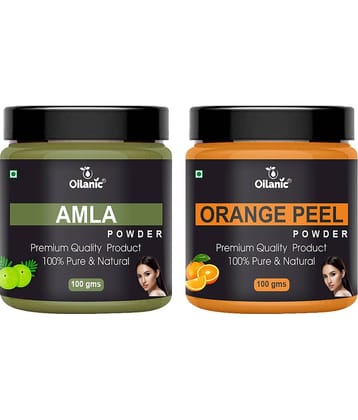 Oilanic 100% Pure Amla Powder & Orange Peel Powder For Skin Hair Mask 200 g Pack of 2