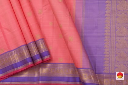Pink And Lavender Kanchipuram Silk Saree Handwoven Pure Silk Pure Zari For Festive Wear PV NYC 801