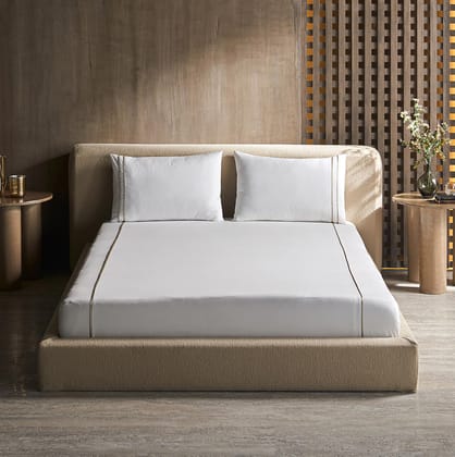 DDECOR - Astoria Collection 100% Cotton Plain & Texture Pattern 180TC Super King |274 CM X 274 CM| with 2 Pillow Covers - Beige