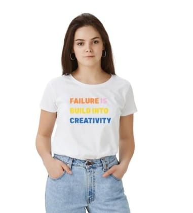Women's Polyester Solid Printed Round Neck Half Sleeve T-Shirt (White, XL)-PID55660