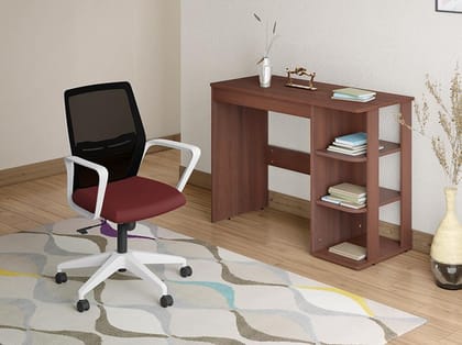 Vurv-Ewa Study Table with Chair (Red and Brown) - 1-Year Warranty, Adjustable Height Vurv-Ewa Study Table with Chair (Red and Brown) - 1-Year Warranty, Adjustable Height