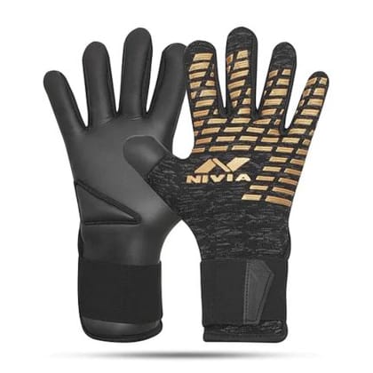 NIVIA Ashtang Gold Goal Keeper Gloves  Black Gold