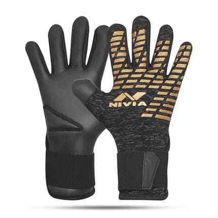 NIVIA Ashtang Gold Goal Keeper Gloves  Black Gold